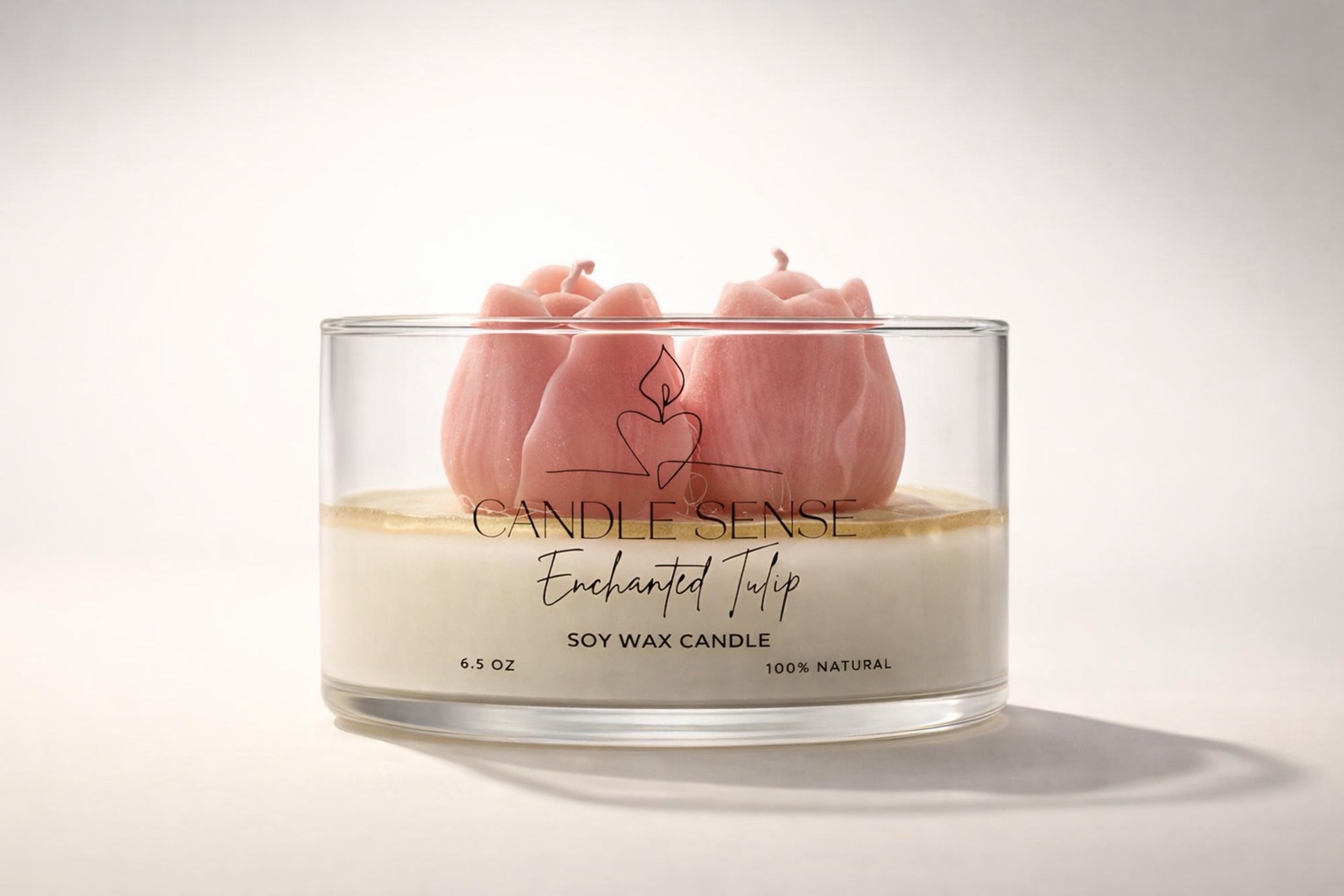 Enchanted Tulip Soy Wax Candle – Japanese Cherry Blossom Scent | Decorative Floral Candle | Candle Sense