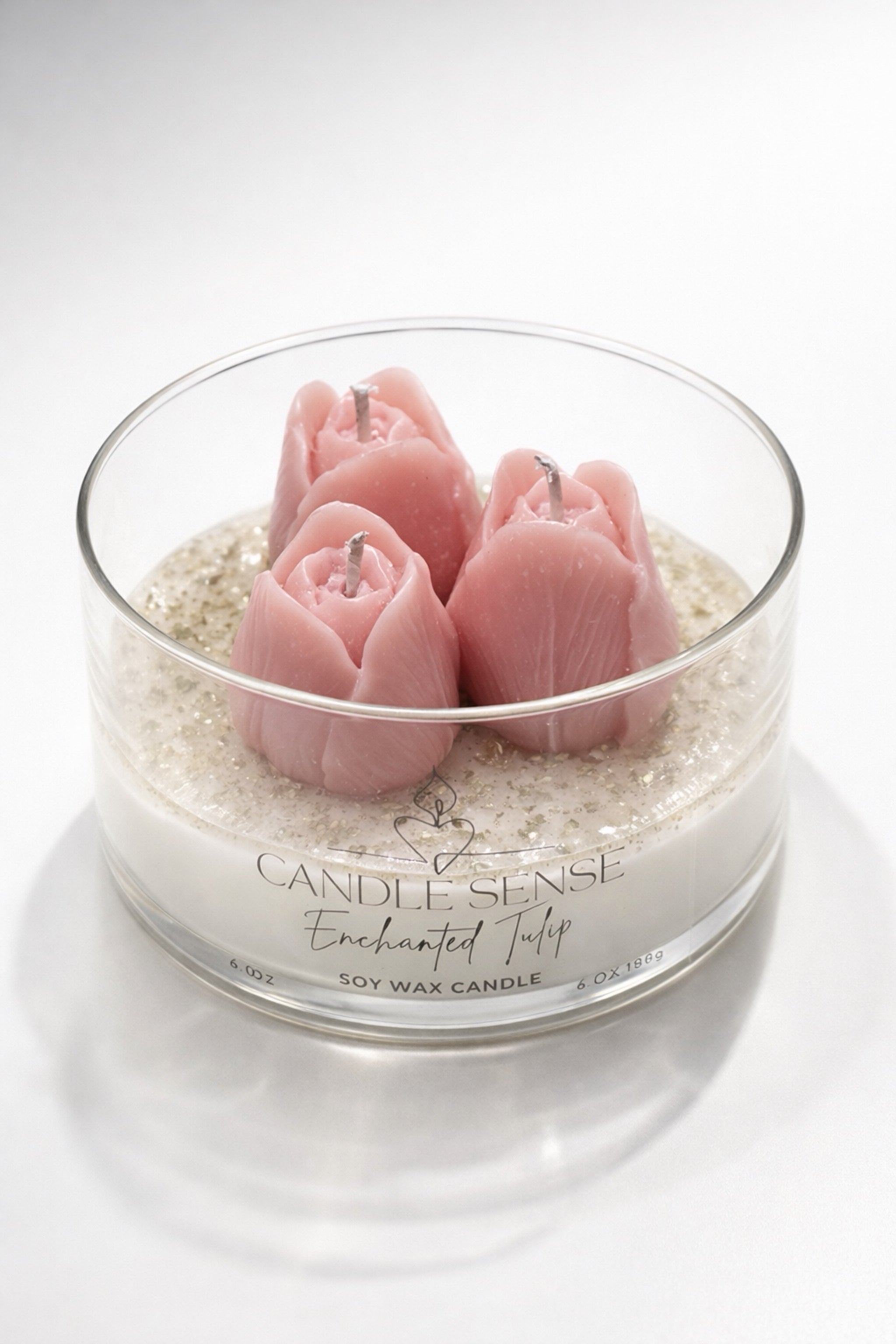 Enchanted Tulip Soy Wax Candle – Japanese Cherry Blossom Scent | Decorative Floral Candle | Candle Sense